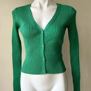 H&M Green Ribbed Cardigan